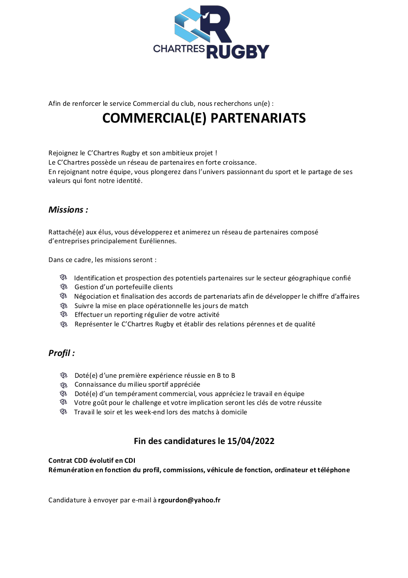 Recherche d'un commercial(e)